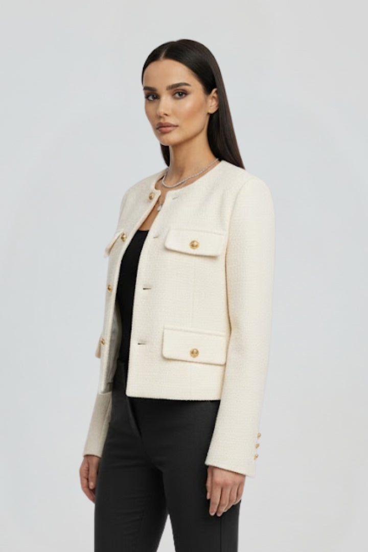 Women’s Cropped Jacket with Button Front