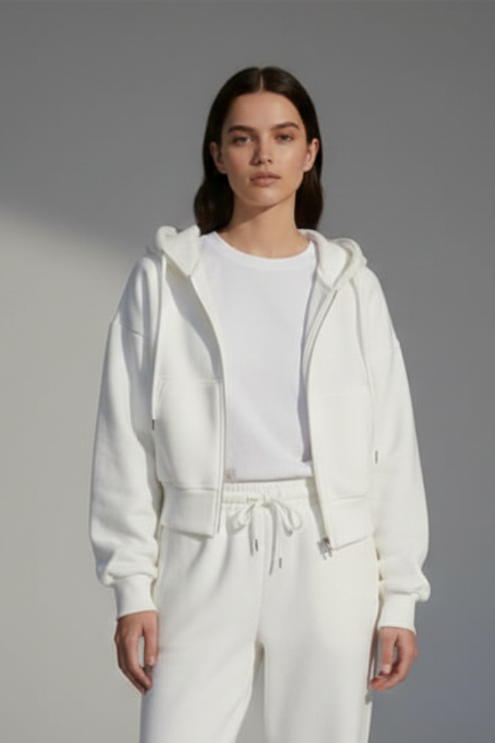 Women’s Cropped Jacket with Hood and Zip