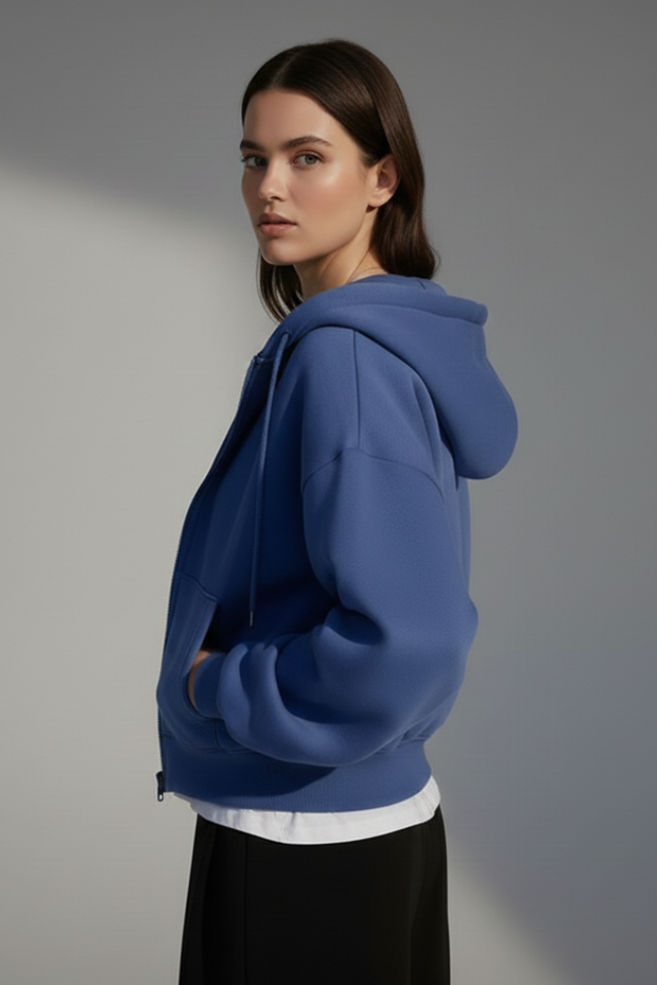 Women’s Cropped Jacket with Hood and Zip