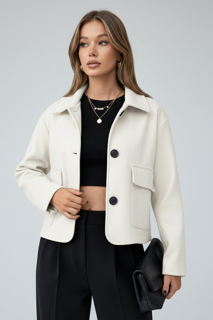 Women’s Cropped Jacket with Shirt Collar