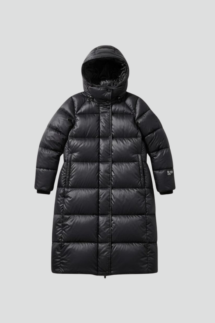 Women’s Down Coat with Hood and Quilted Surface