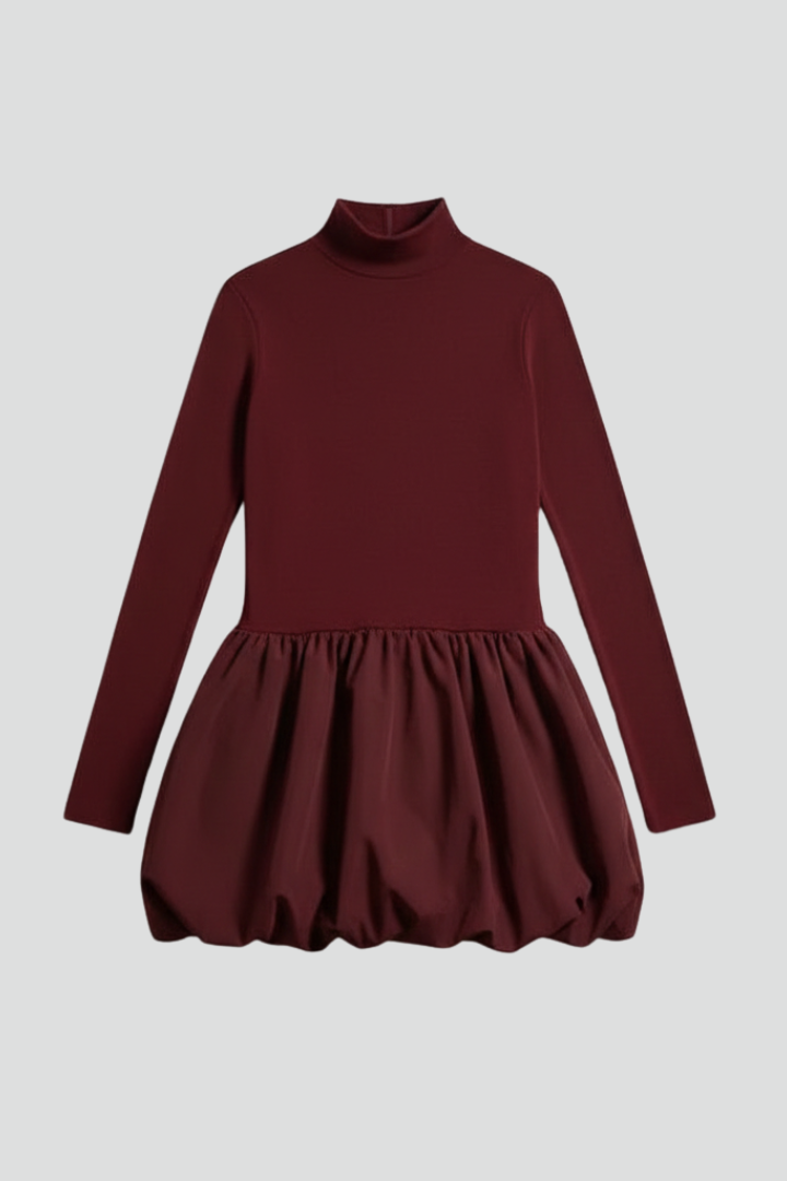 Women’s Dress with High Neckline and Long Sleeves