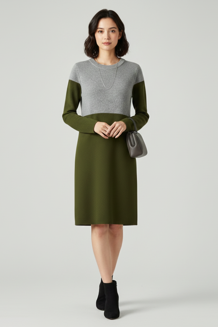 Women’s Dress with Long Sleeves and Structured Surface