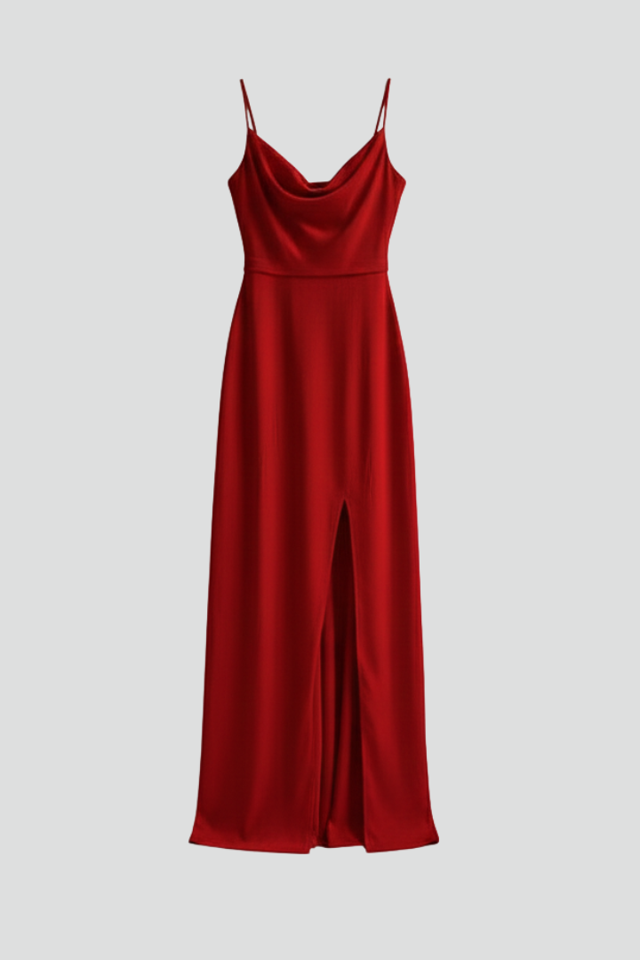 Women’s Dress with Round Neck and Plain Woven Surface