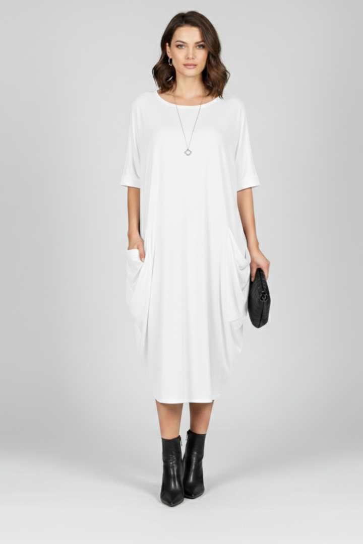 Women’s Dress with Round Neck and Short Sleeves