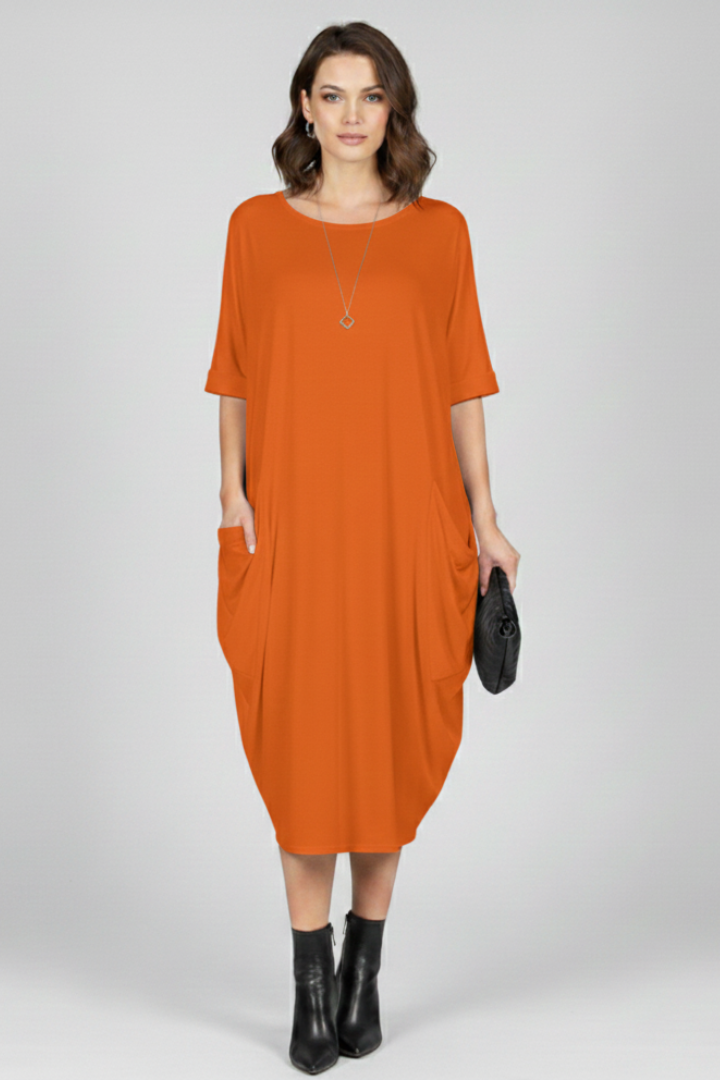 Women’s Dress with Round Neck and Short Sleeves