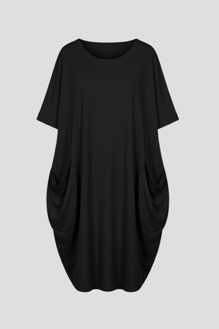 Women’s Dress with Round Neck and Short Sleeves