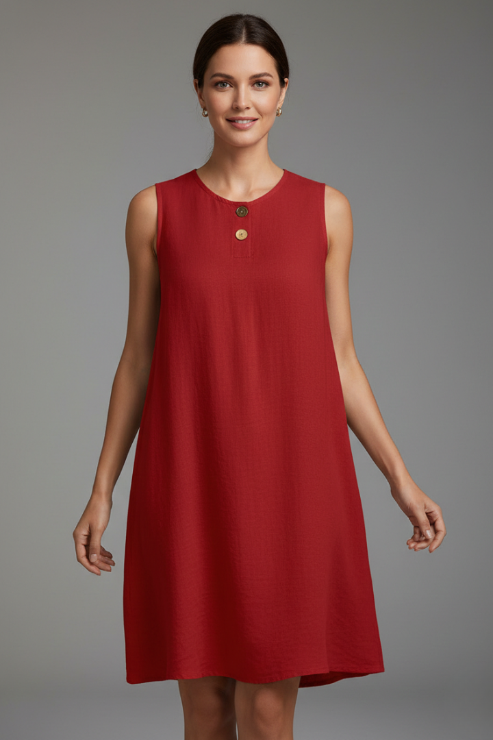 Women’s Dress with Round Neckline and Side Pockets