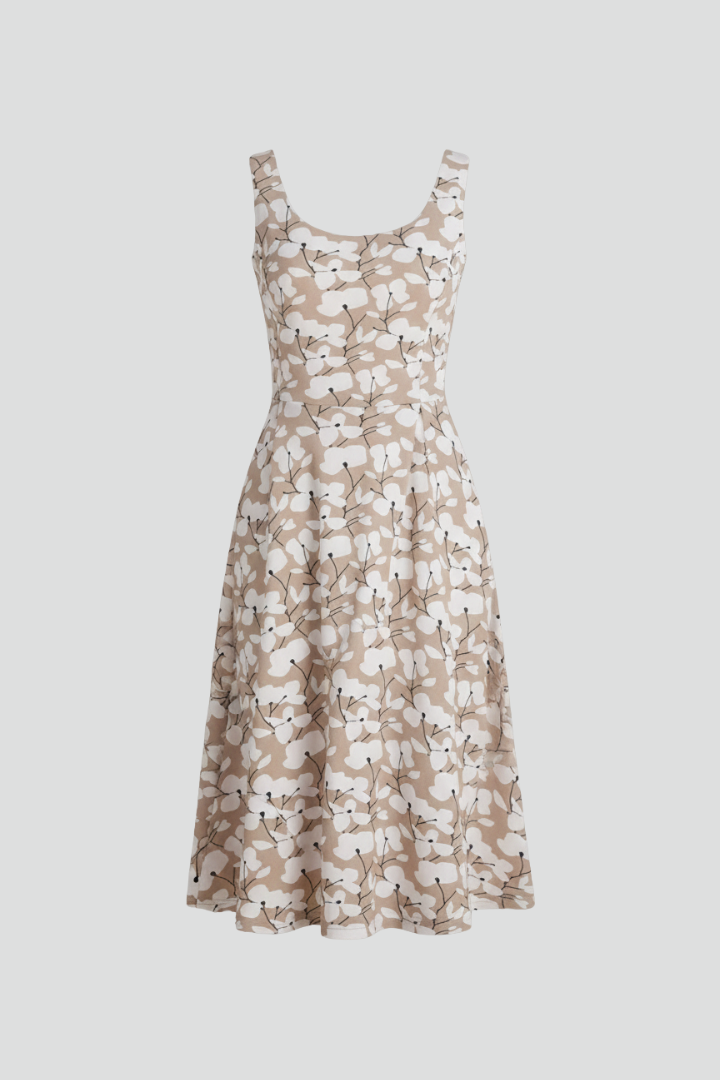 Women’s Dress with Round Neckline and Sleeveless Cut