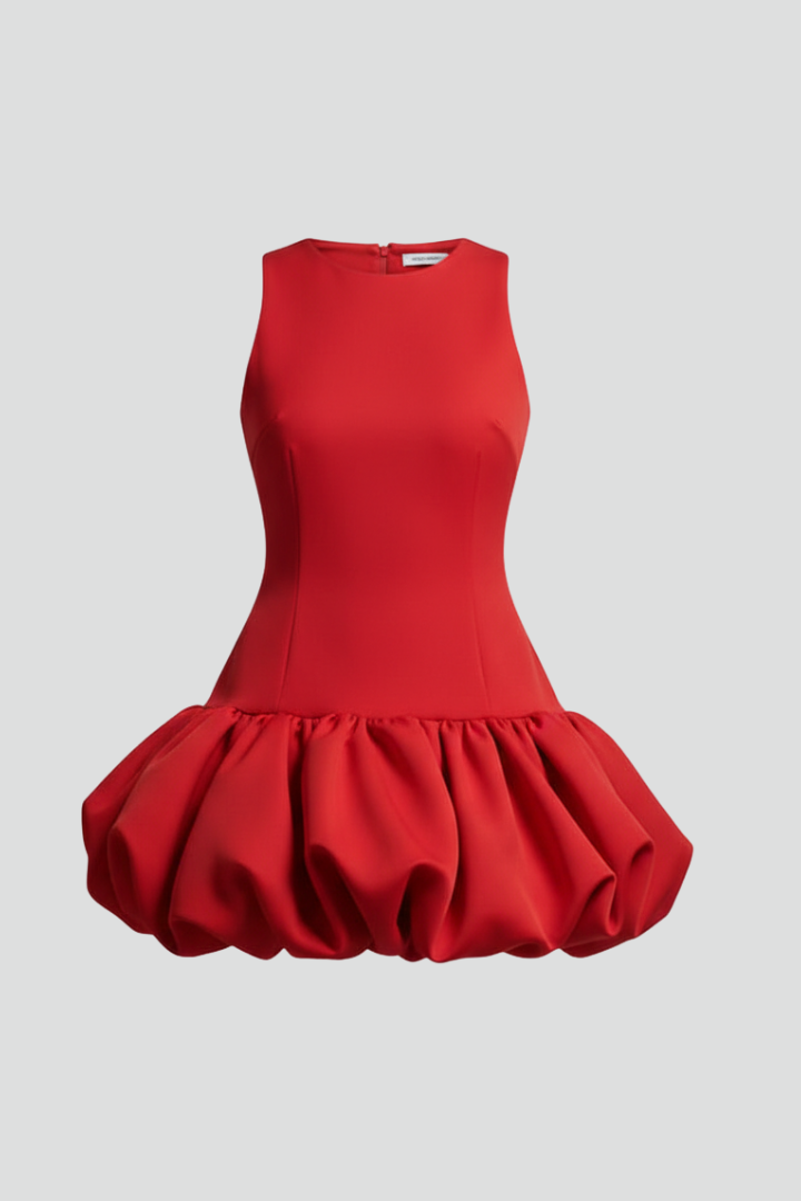 Women’s Dress with Sleeveless Cut and Ruffled Skirt
