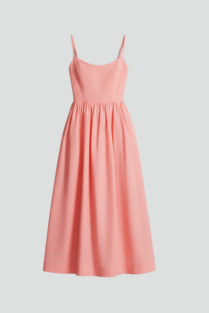 Women’s Dress with Straight Neckline and Side Pockets