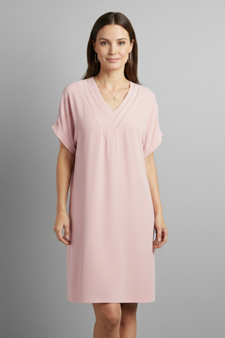 Women’s Dress with V-Neck and Short Sleeves