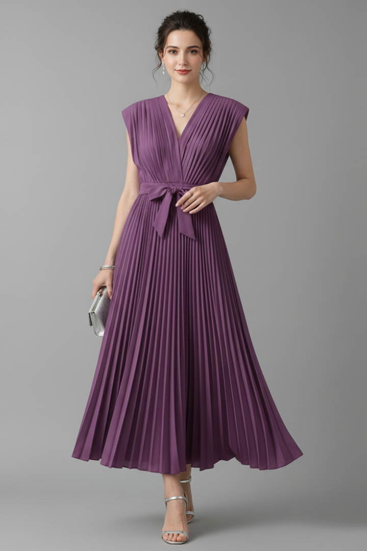 Women’s Dress with V-Neck and Tie-Back Design