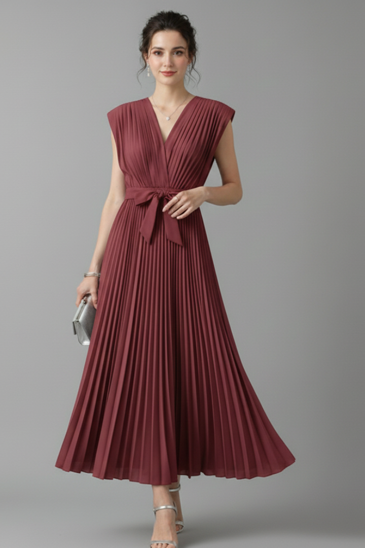 Women’s Dress with V-Neck and Tie-Back Design