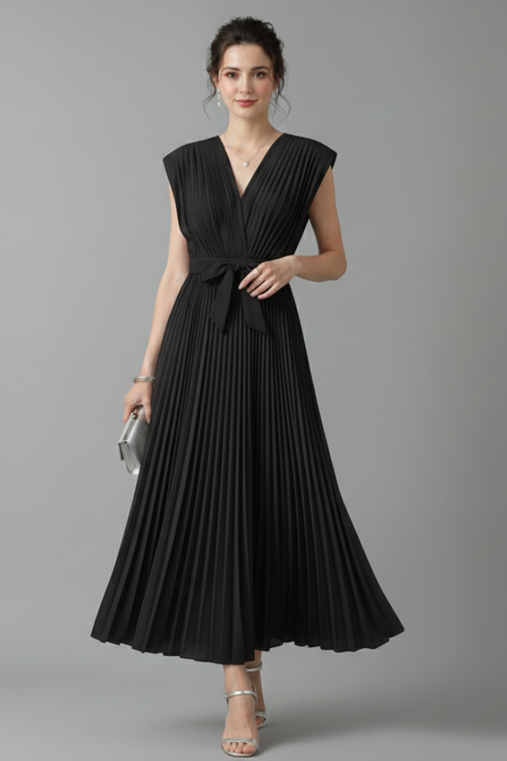 Women’s Dress with V-Neck and Tie-Back Design