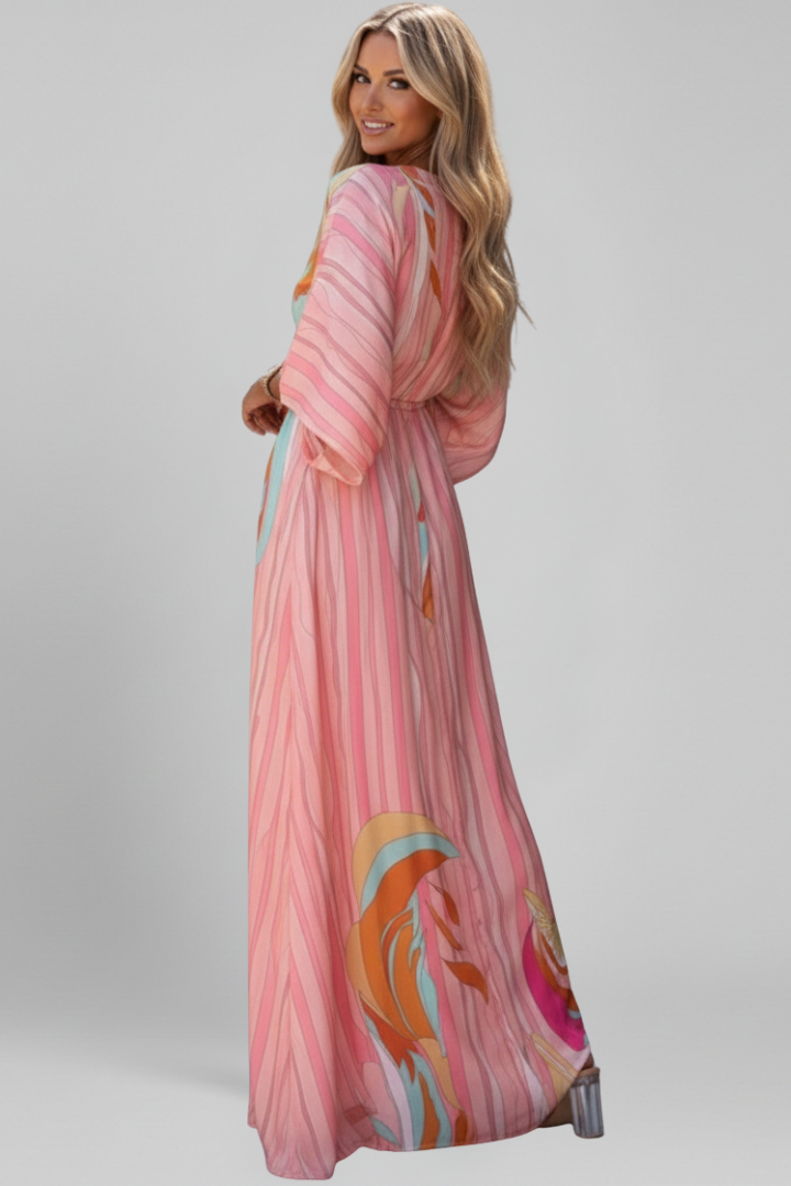 Women’s Dress with V Neck and Long Sleeves