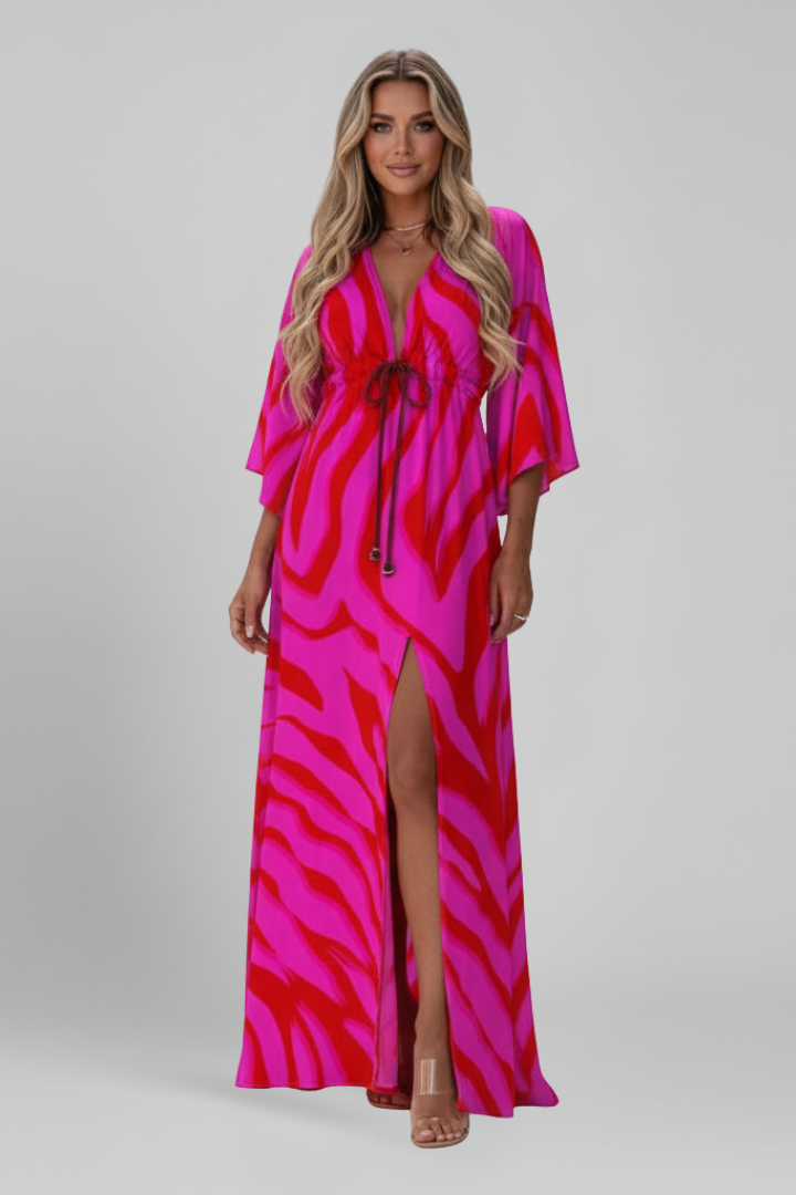 Women’s Dress with V Neck and Long Sleeves