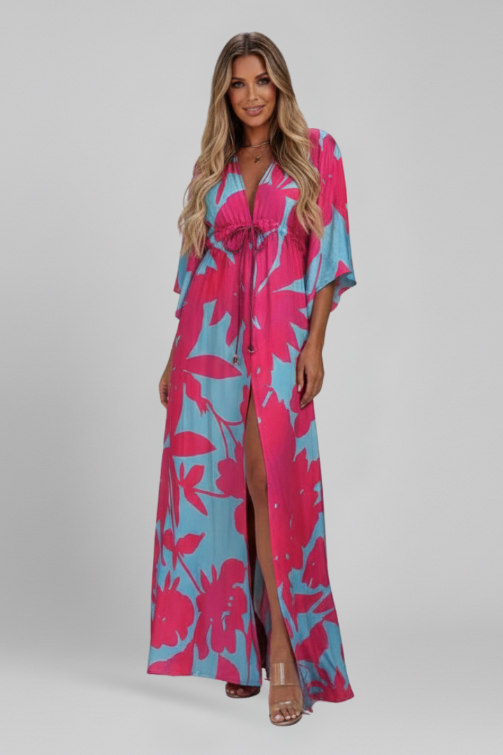 Women’s Dress with V Neck and Long Sleeves