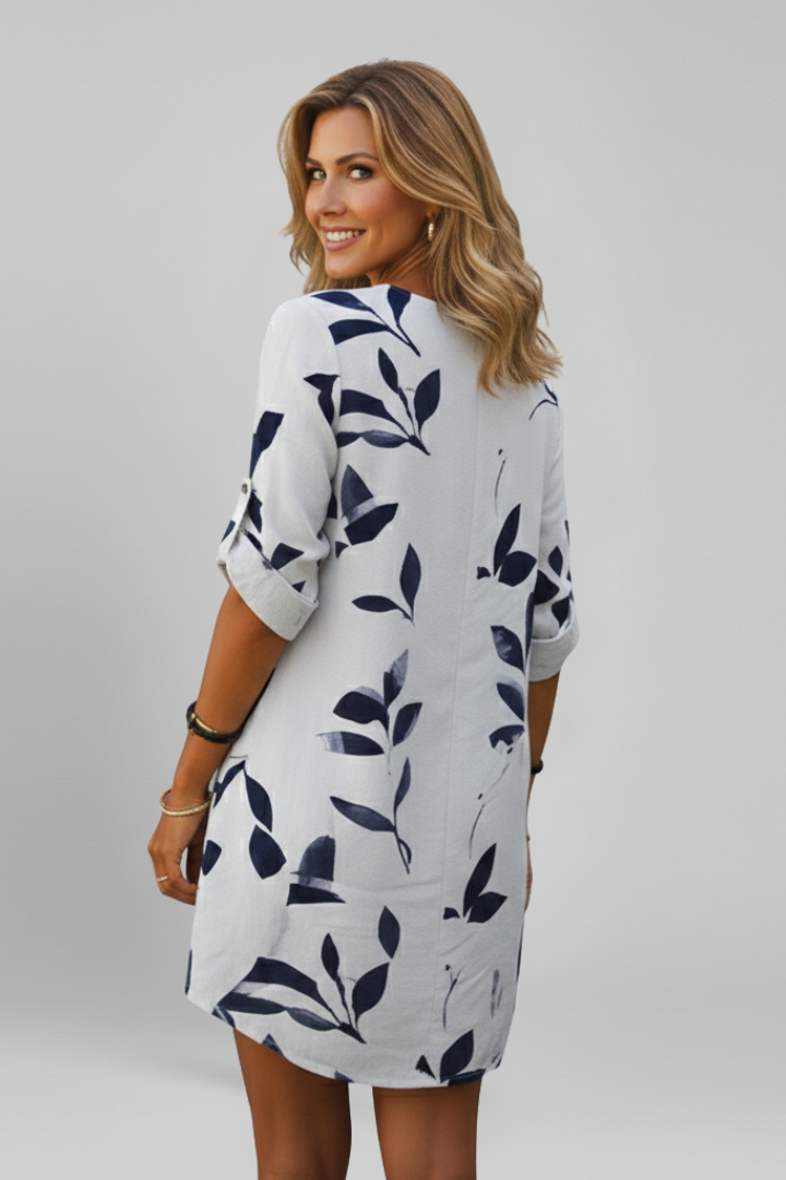 Women’s Dress with V Neck and Short Sleeves