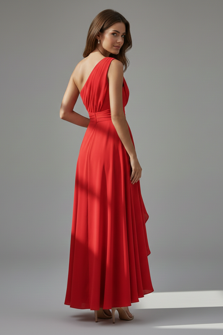 Women's Dress with V Neckline and High Waist