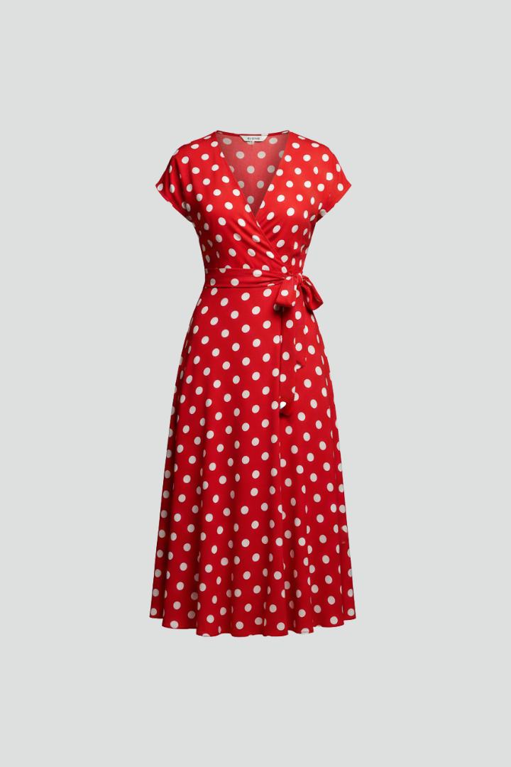 Women’s Dress with V Neckline and Short Sleeves