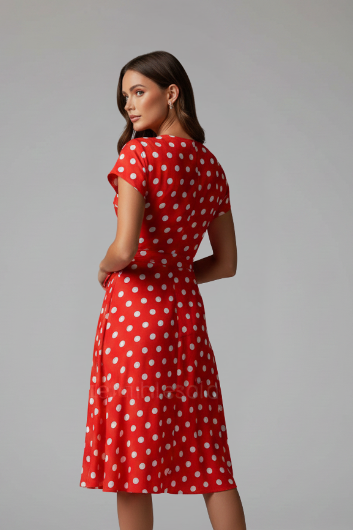 Women’s Dress with V Neckline and Short Sleeves