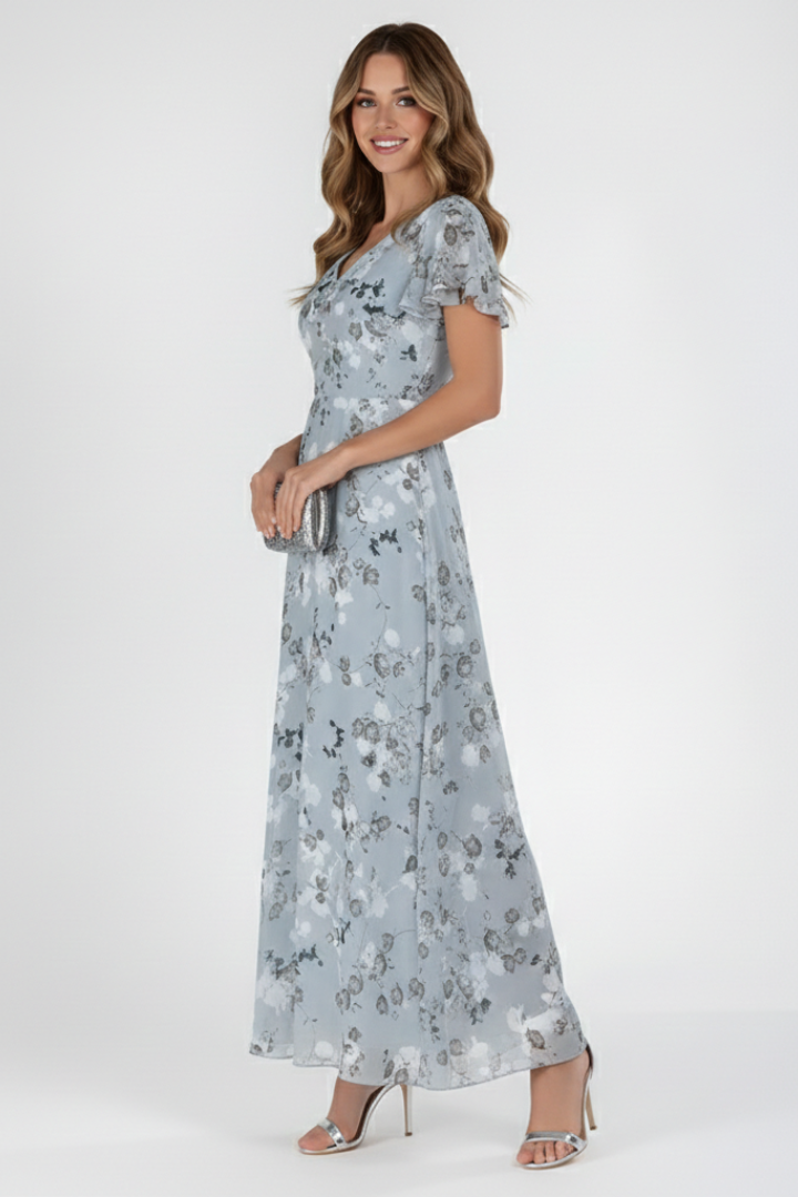 Women’s Dress with V Neckline and Waist Tie