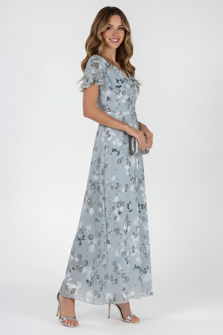 Women’s Dress with V Neckline and Waist Tie