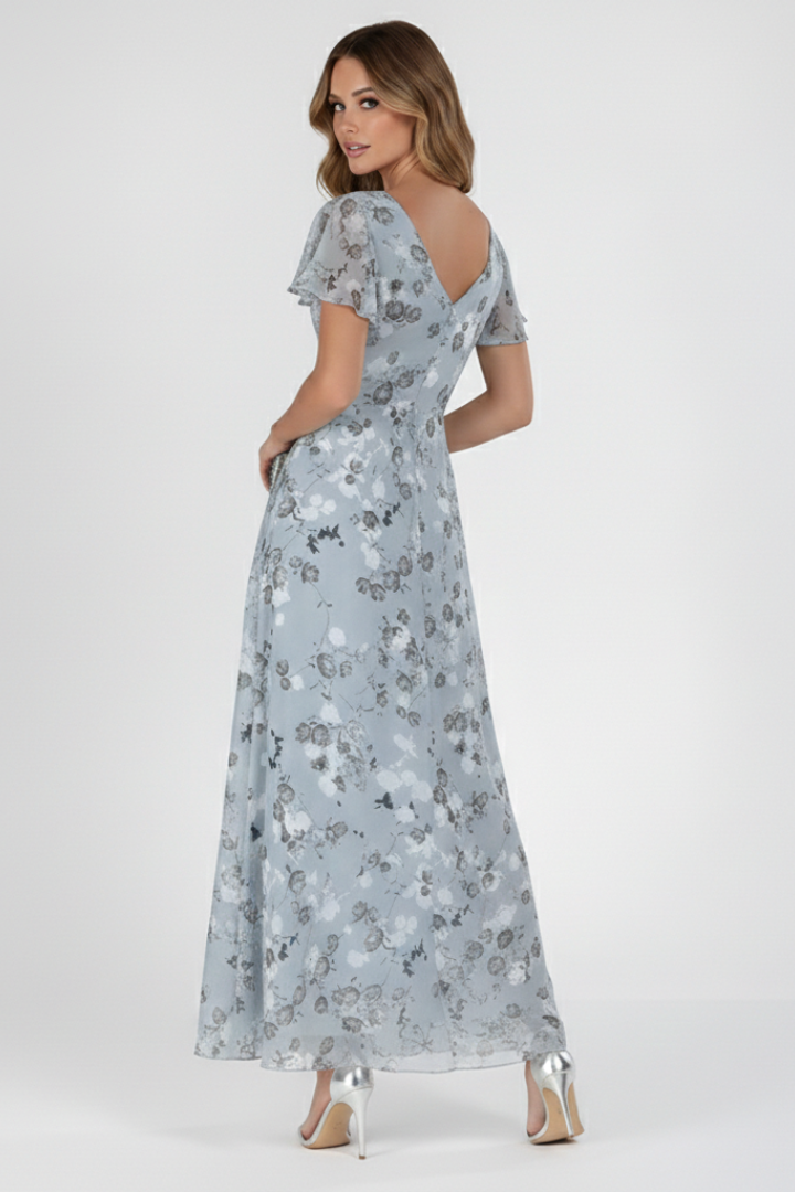 Women’s Dress with V Neckline and Waist Tie