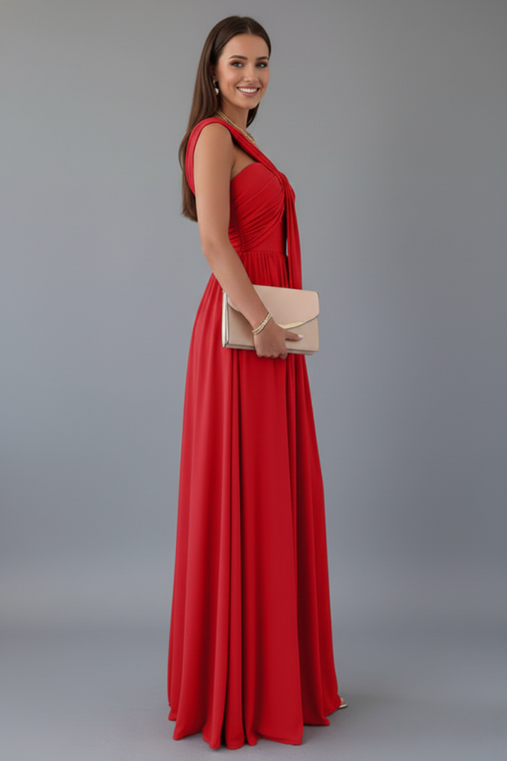 Women’s Floor-Length Dress with One-Shoulder Slit
