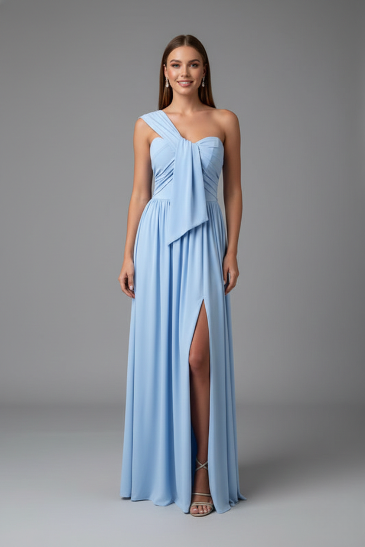 Women’s Floor-Length Dress with One-Shoulder Slit