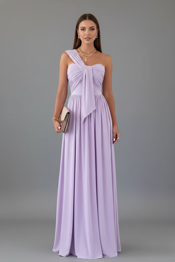 Women’s Floor-Length Dress with One-Shoulder Slit