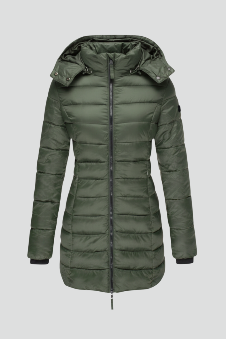 Women’s Heated Jacket with Hood and Quilted Surface