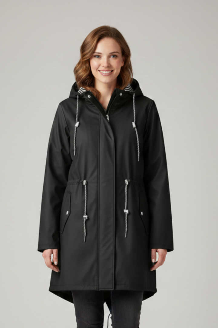 Women’s Hooded Coat with Zip and Front Pockets