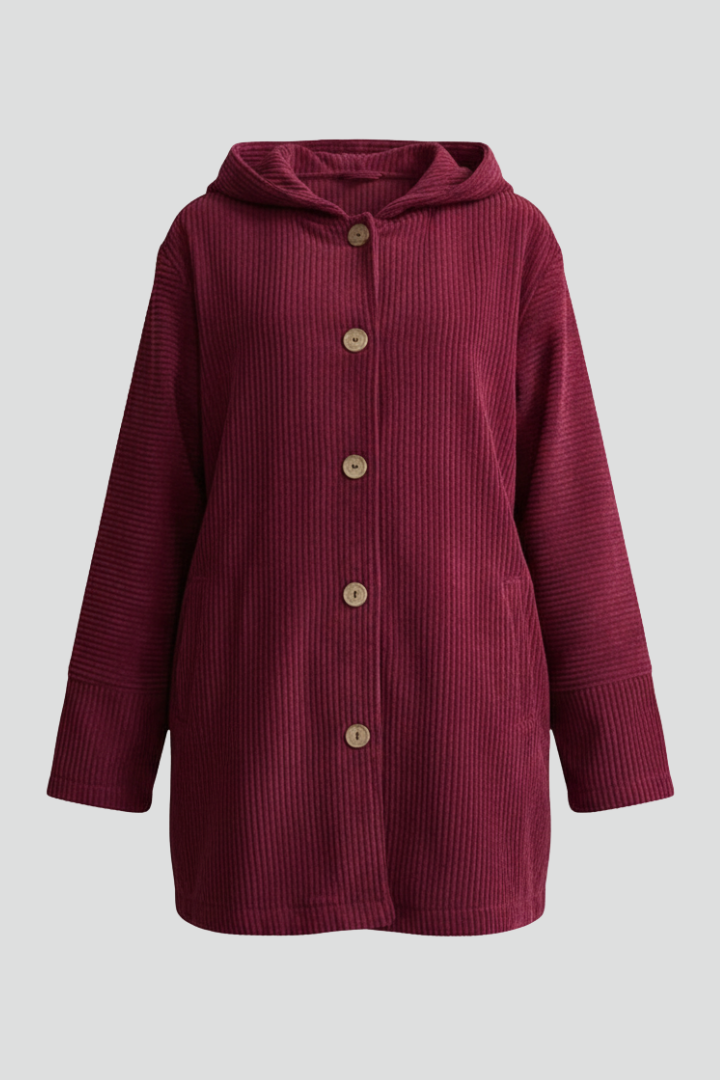 Women’s Hooded Jacket with Button Placket and Pockets