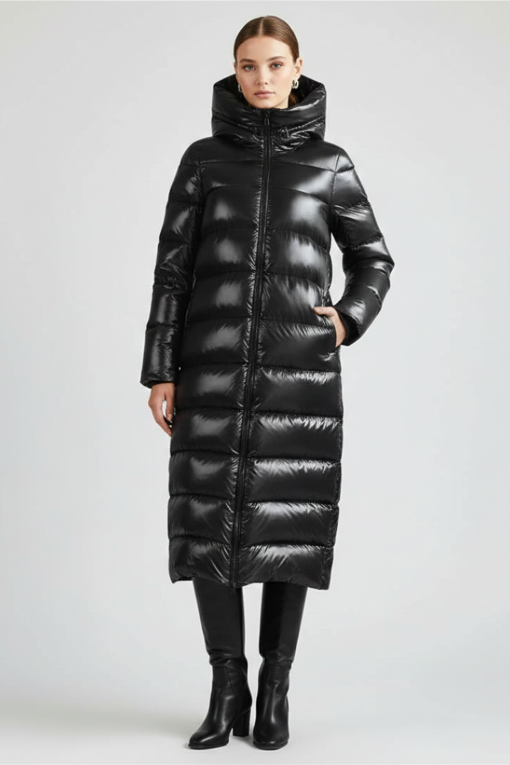 Women’s Hooded Jacket with Full Zip and Quilted Surface