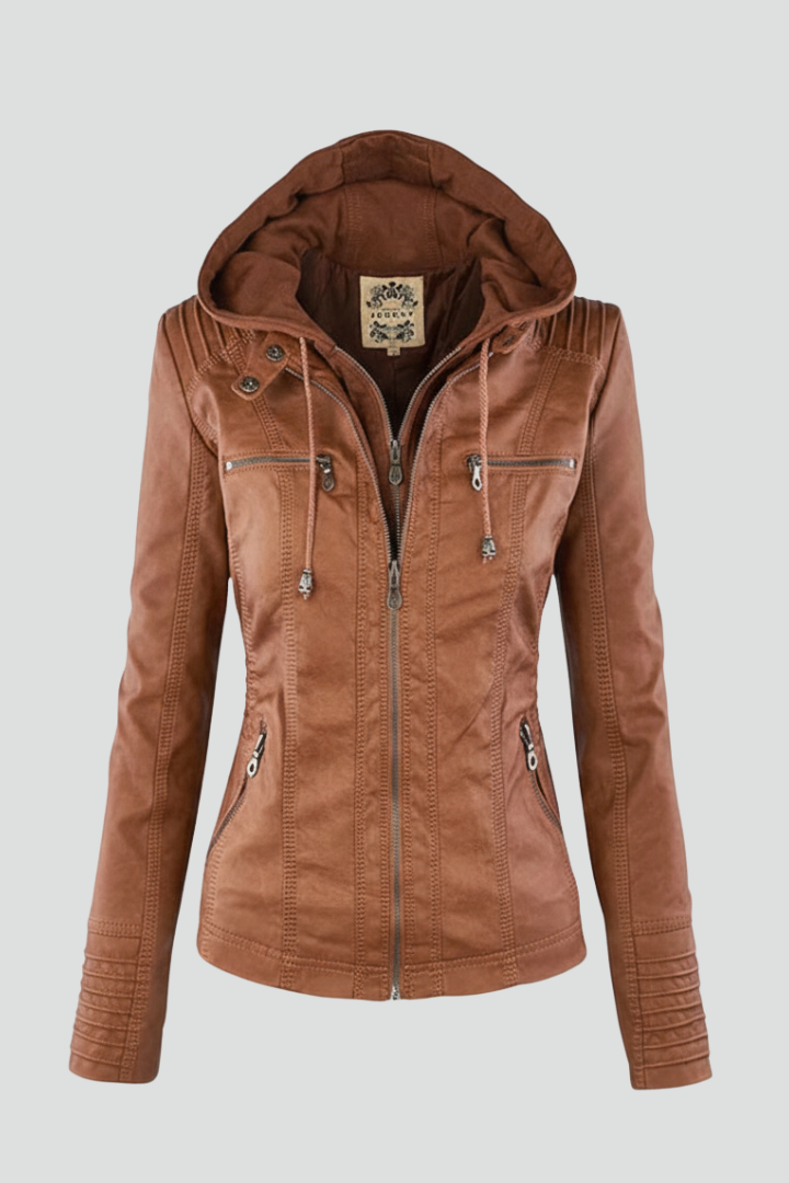 Women’s Hooded Jacket with Zip and Button Placket