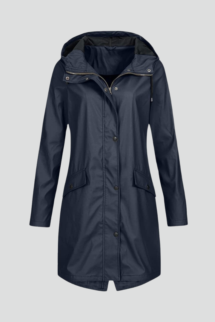 Women’s Hooded Long Jacket with Front Pockets