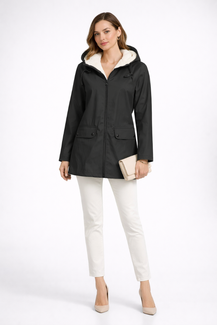 Women’s Hooded Trench Coat with Dual Fastening