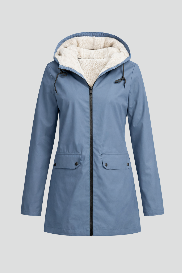 Women’s Hooded Trench Coat with Dual Fastening