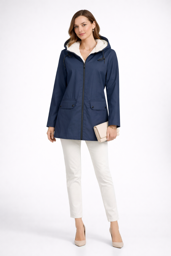 Women’s Hooded Trench Coat with Dual Fastening