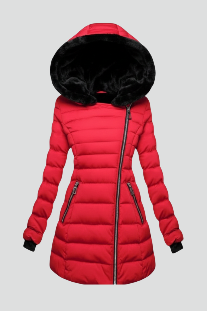 Women’s Jacket with Asymmetrical Zip and Lined Hood