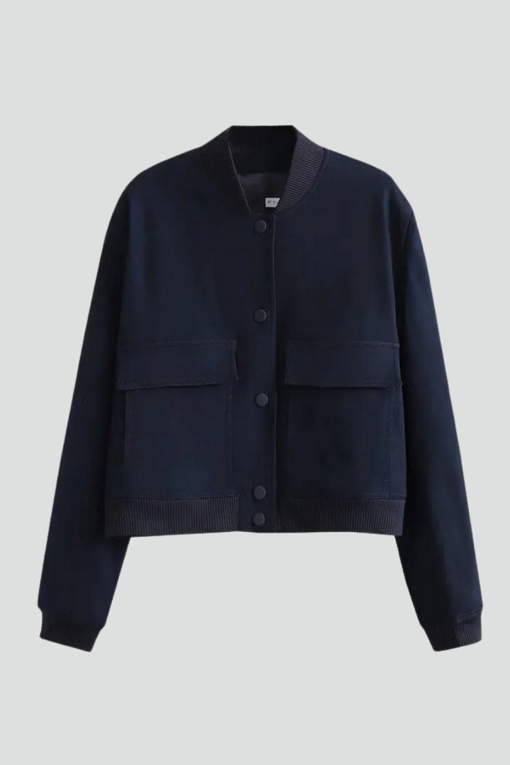 Women’s Jacket with Button Closure and Ribbed Hem