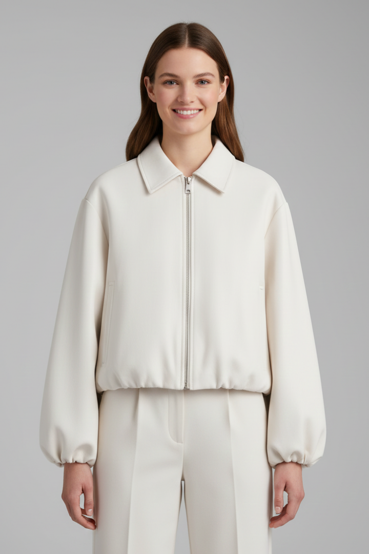 Women’s Jacket with Collar and Elasticated Hem