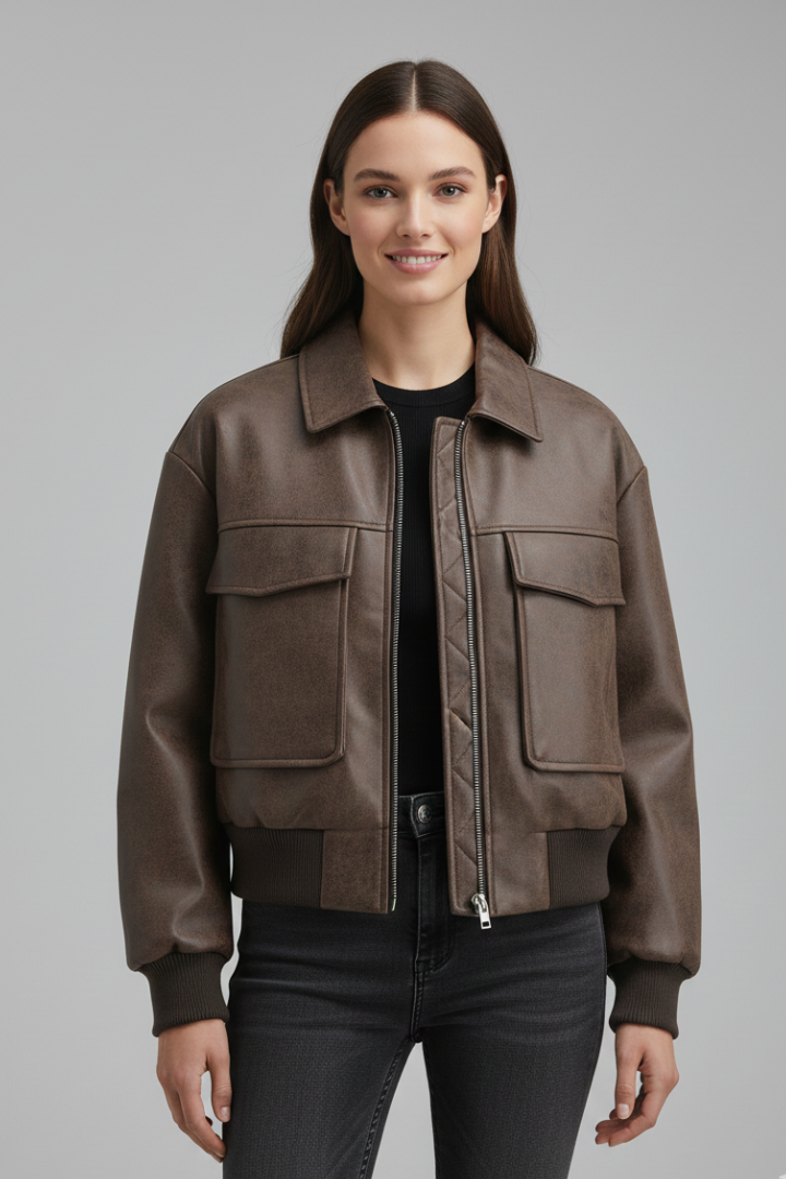 Women’s Jacket with Flap Pockets and Zip Closure