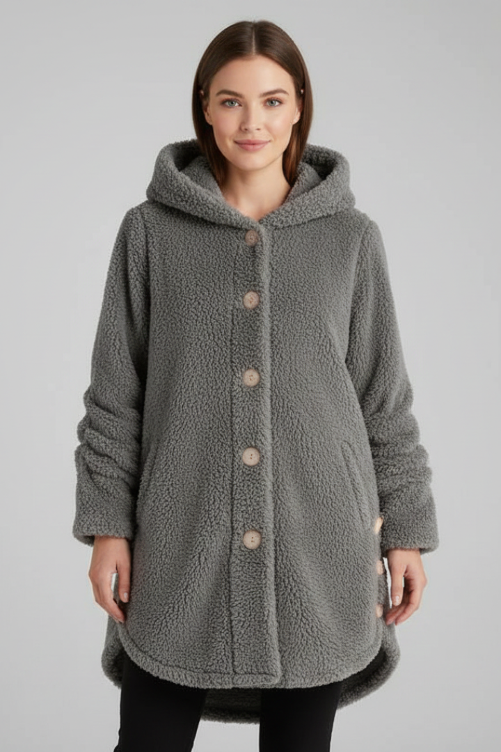 Women’s Jacket with Hood and Button Closure