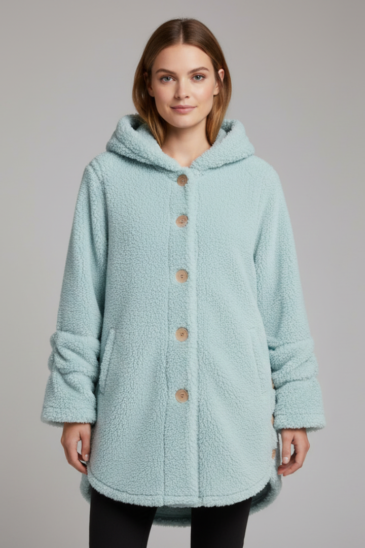 Women’s Jacket with Hood and Button Closure