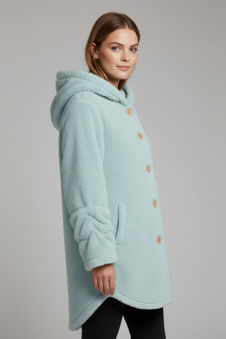 Women’s Jacket with Hood and Button Closure