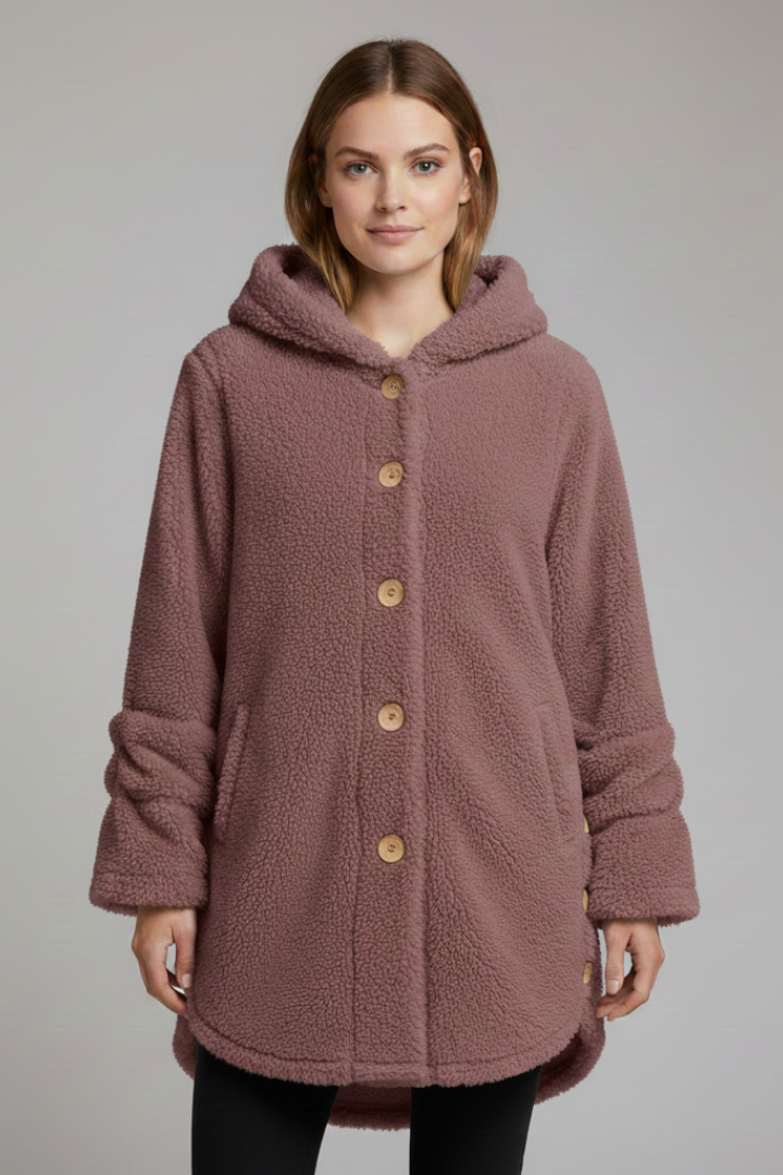 Women’s Jacket with Hood and Button Closure
