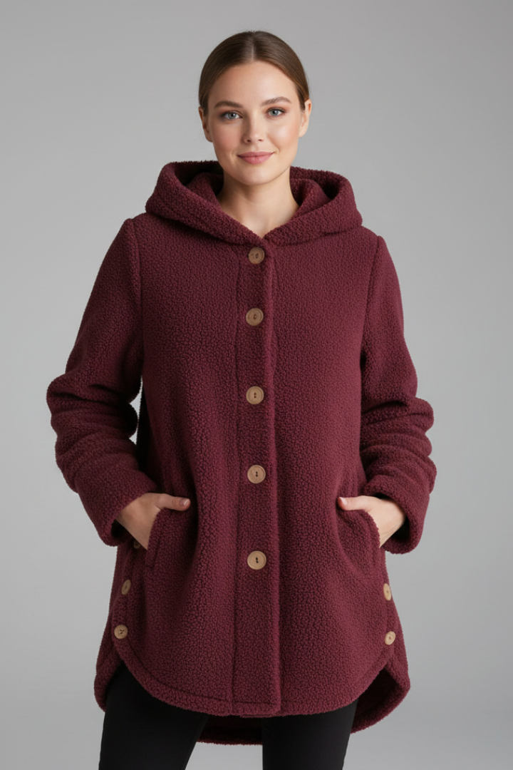 Women’s Jacket with Hood and Button Closure